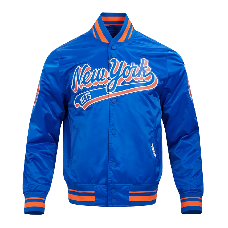 Comfortable Fits MLB NEW YORK METS SCRIPT TAIL MEN'S SATIN JACKET (ROYAL/ORANGE/ROYAL) Comfortable Fits MLB NEW YORK METS SCRIPT TAIL MEN'S SATIN JACKET (ROYAL/ORANGE/ROYAL)