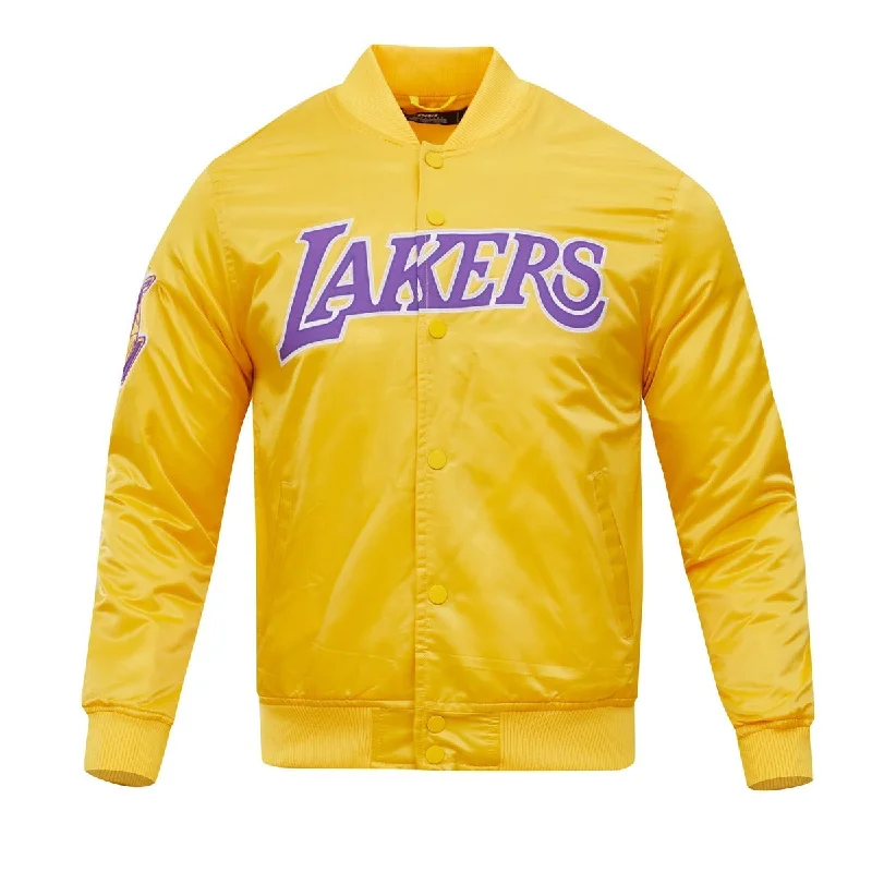 Bold Colors NBA LOS ANGELES LAKERS BIG LOGO MEN'S SATIN JACKET (YELLOW)
