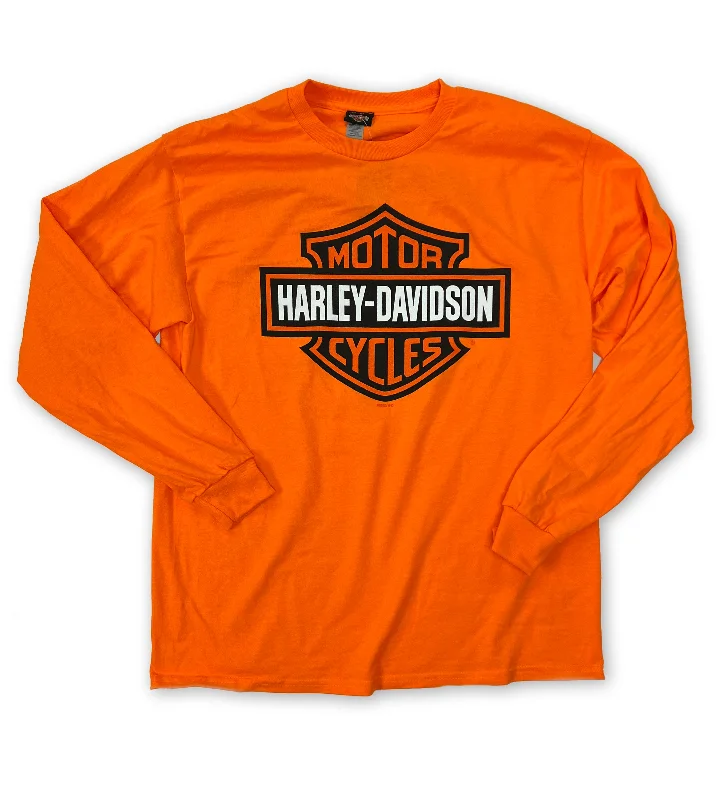 Casual Trousers Harley-Davidson™ Mens Bar and Shield Long Sleeve, Safety Orange T-Shirt - 40290925 Casual Trousers Harley-Davidson™ Mens Bar and Shield Long Sleeve, Safety Orange T-Shirt - 40290925
