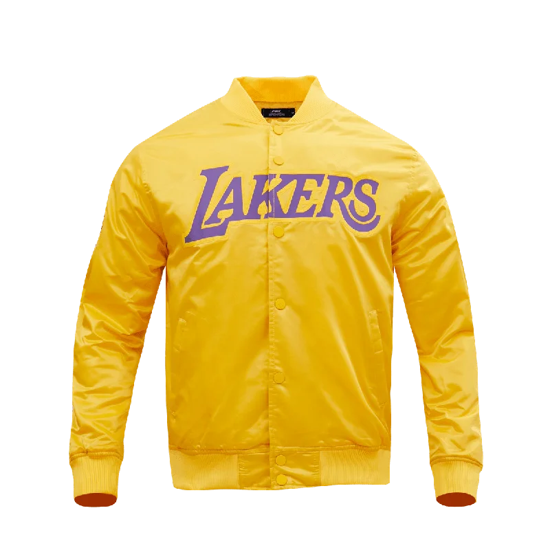 Smart Wear NBA LOS ANGELES LAKERS WORDMARK MEN'S SATIN JACKET (YELLOW)