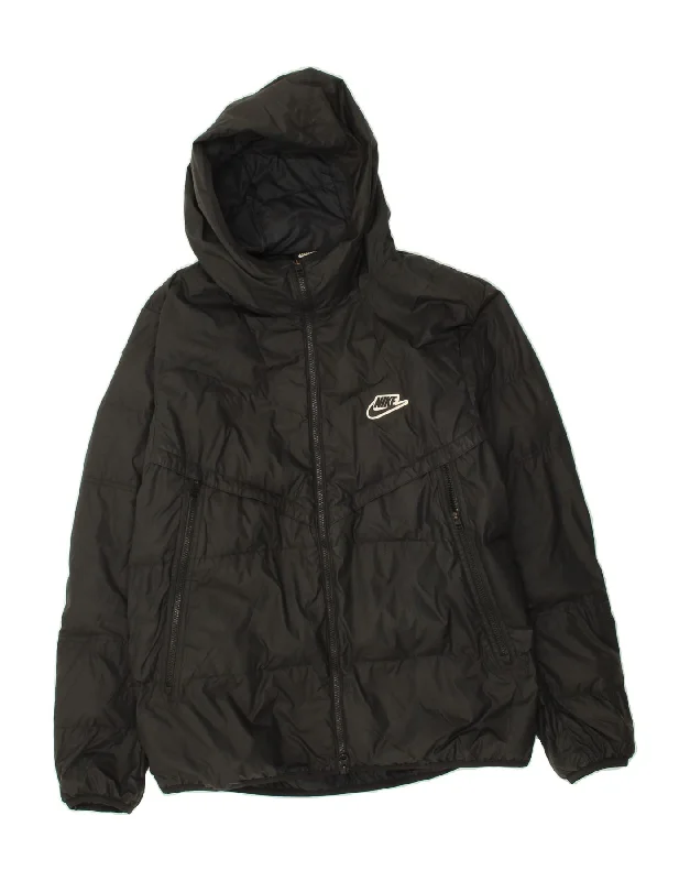 Sports Gear NIKE Mens Hooded Padded Jacket UK 40 Large Black Polyester