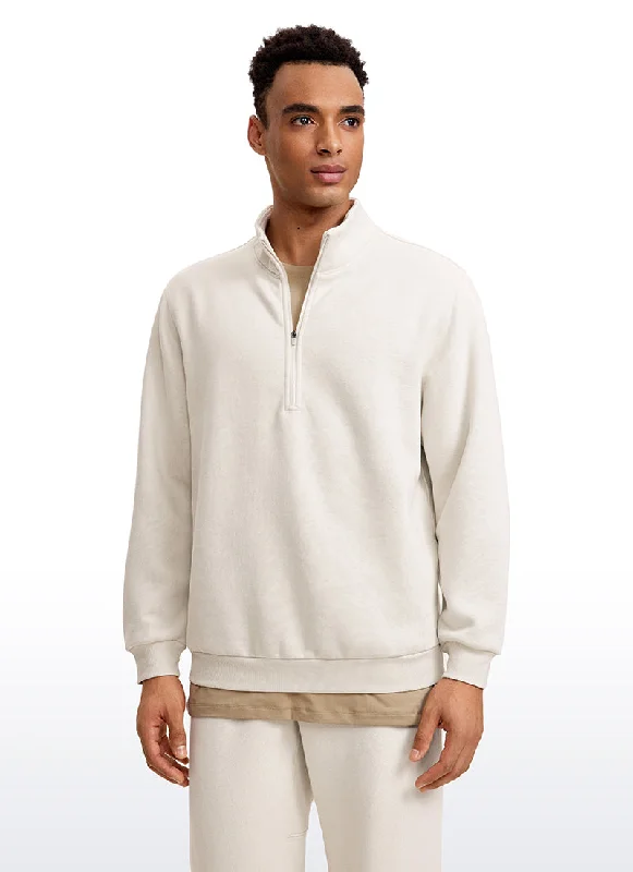 Sporty Designs Fleece Lined Half Zip Sweatshirts Mock Neck