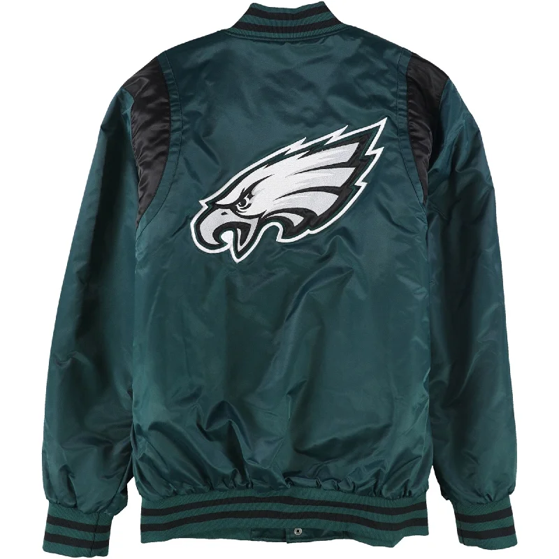 Layered Outfits STARTER Mens Philadelphia Eagles Varsity Jacket, Green, Large (Regular)