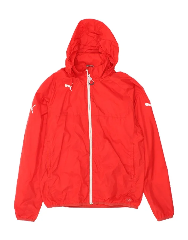 Street Outfit PUMA Mens Hooded Rain Jacket UK 40 Large Red Polyester
