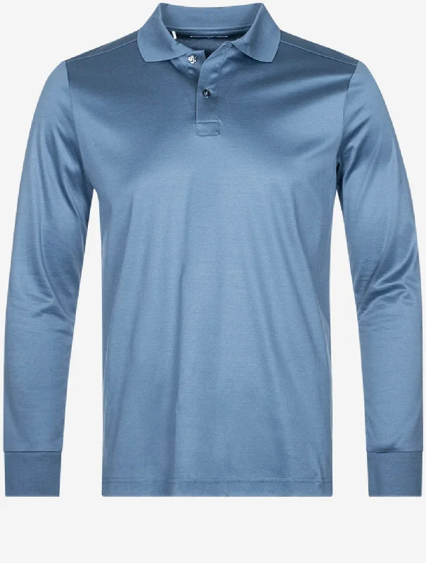 Sleek Designs Light Blue Long Sleeve 2 Button Polo Shirt