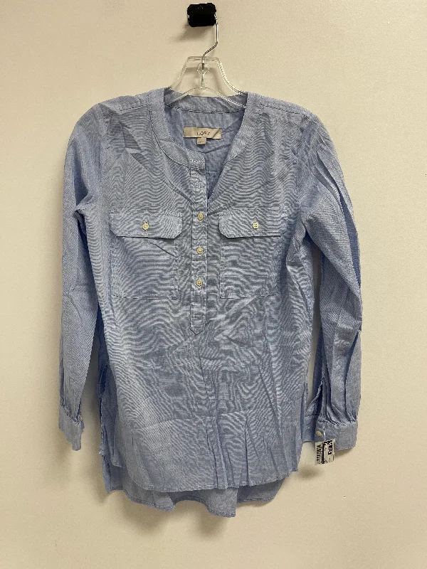 Daily Looks Top Long Sleeve By Loft In Blue, Size: Xs