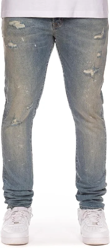 Classic Styles Billionaire Boys Club Clothing Men Jeans Distressed Slim Fit Jeans - Light Wash Ripped Denim with Faded Accents