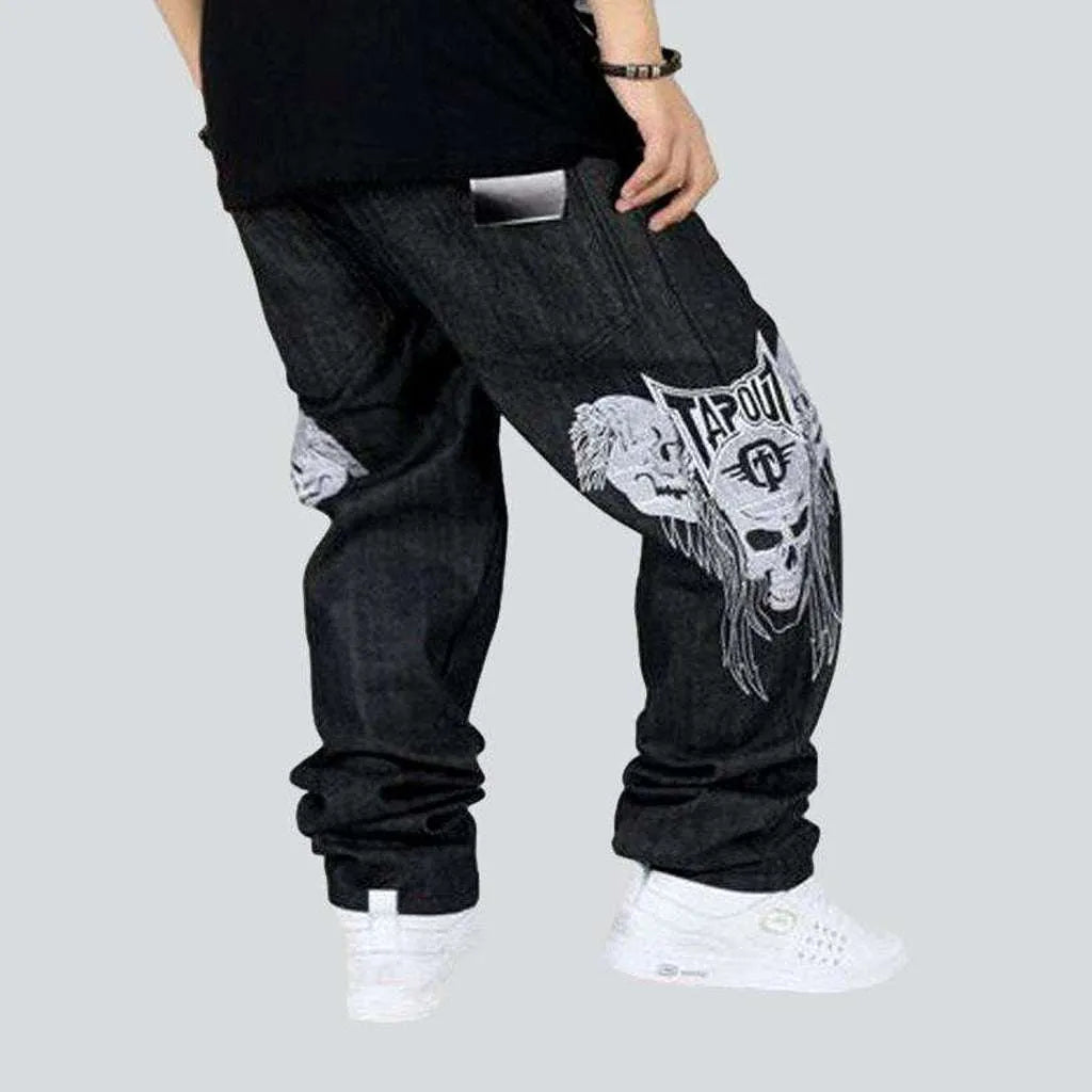 Comfy Pants Hip-hop skull embroidery jeans