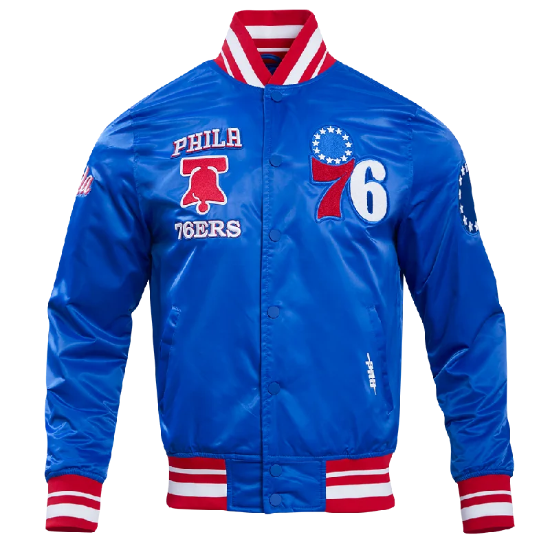 Fresh Outfit NBA PHILADELPHIA 76ERS RETRO CLASSIC MEN'S RIB SATIN JACKET (ROYAL BLUE/RED) Fresh Outfit NBA PHILADELPHIA 76ERS RETRO CLASSIC MEN'S RIB SATIN JACKET (ROYAL BLUE/RED)