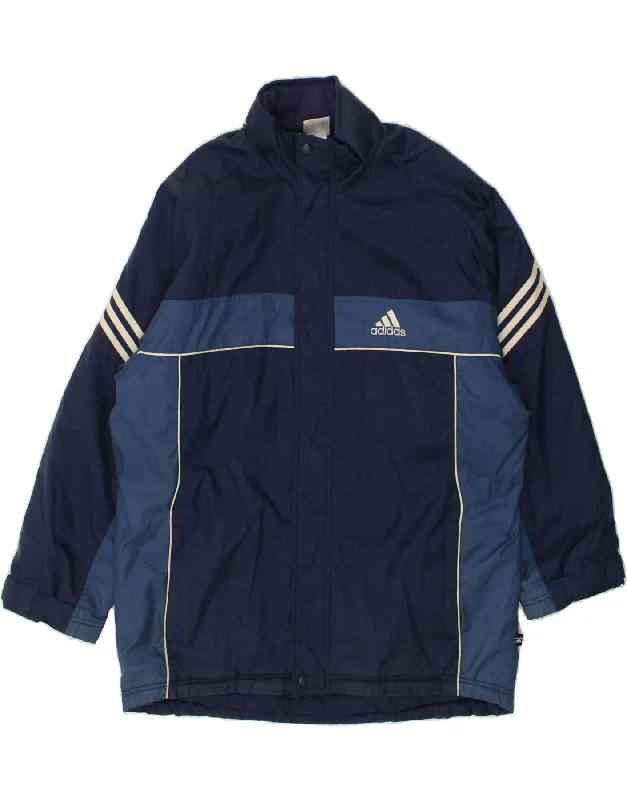 Casual Footwear ADIDAS Mens Hooded Windbreaker Coat UK 42/44 Large Navy Blue Polyester
