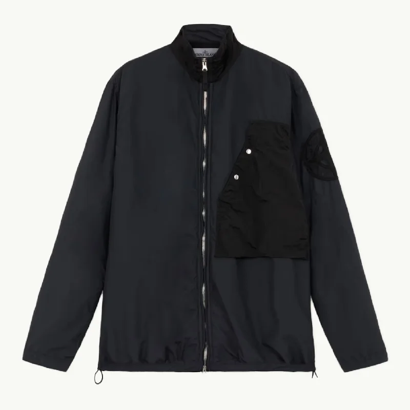 Active Styles Overshirt High Collar Brushed Nylon Zip Through - Black 2981