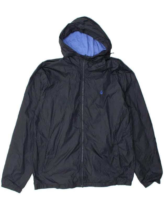 Casual Styles VOLCOM Mens Hooded Rain Jacket UK 42 XL Navy Blue Nylon
