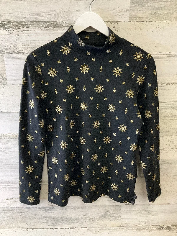 Fashionable Wear Top Long Sleeve By Karen Scott In Black & Gold, Size: S