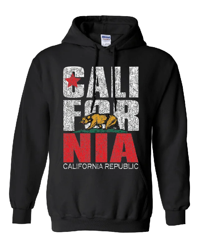 Classic Designs California Flag Retro Bold Text Sweatshirt Hoodie