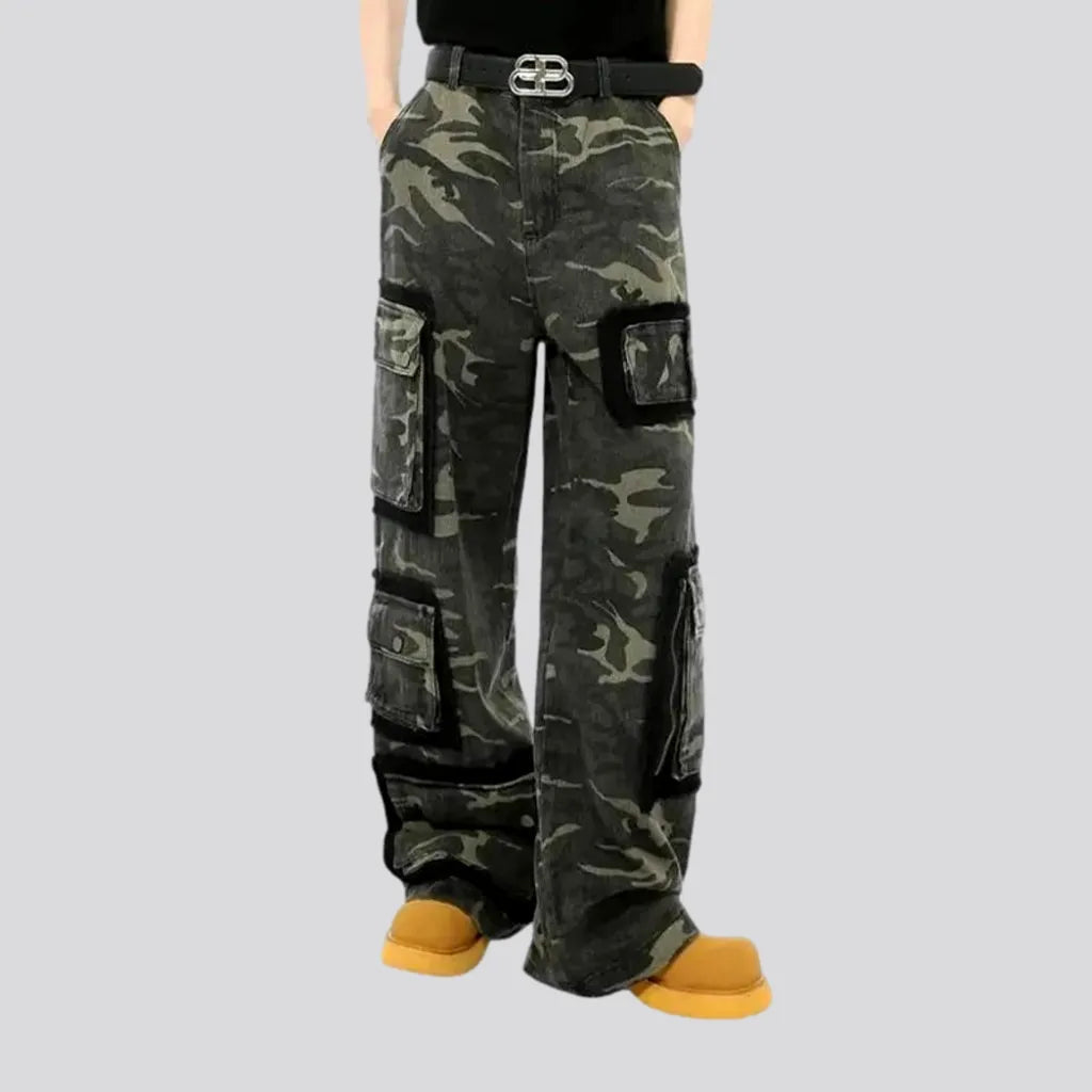 Casual Fits Camo pattern baggy fit men's denim pants