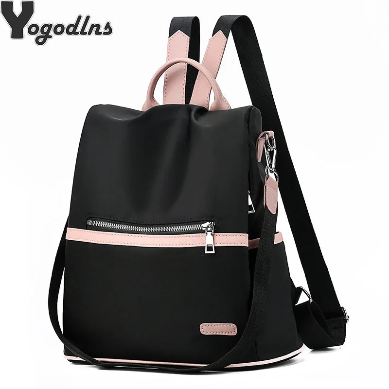 Trendy Tees 2020 Casual Oxford Backpack Women Black Waterproof Nylon School Bags for Teenage Girls High Quality Fashion Travel Tote Packbag