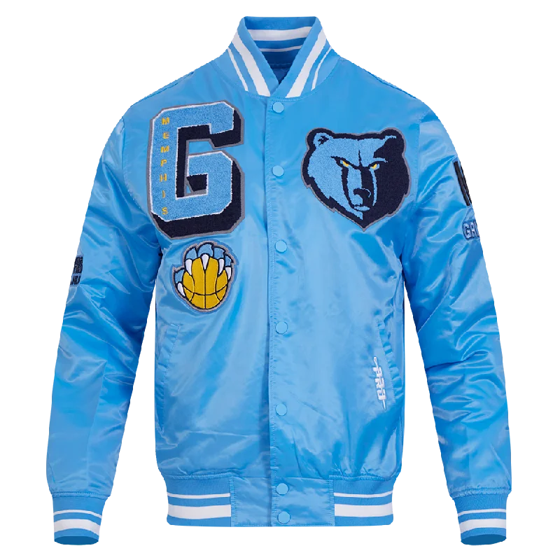 Stylish Jackets NBA MEMPHIS GRIZZLIES MASHUP MEN'S RIB SATIN JACKET (UNIVERSITY BLUE) Stylish Jackets NBA MEMPHIS GRIZZLIES MASHUP MEN'S RIB SATIN JACKET (UNIVERSITY BLUE)