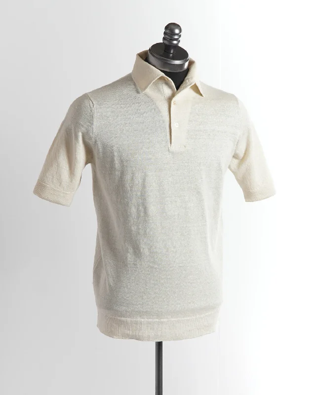 Street Outfit Standup Collar Linen Polo Shirt