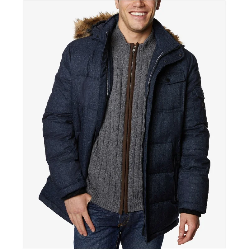Casual Shirts Nautica Mens Commuter Hooded Parka Coat, Blue, Medium