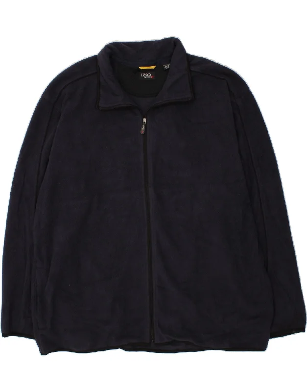 Sleek Tops IZOD Mens Fleece Jacket UK 46 3XL Navy Blue Polyester