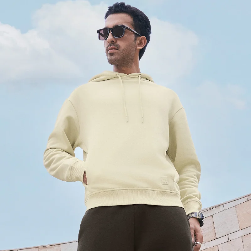 Bold Designs Pulse French Terry Cotton Blend Hoodies Almond White