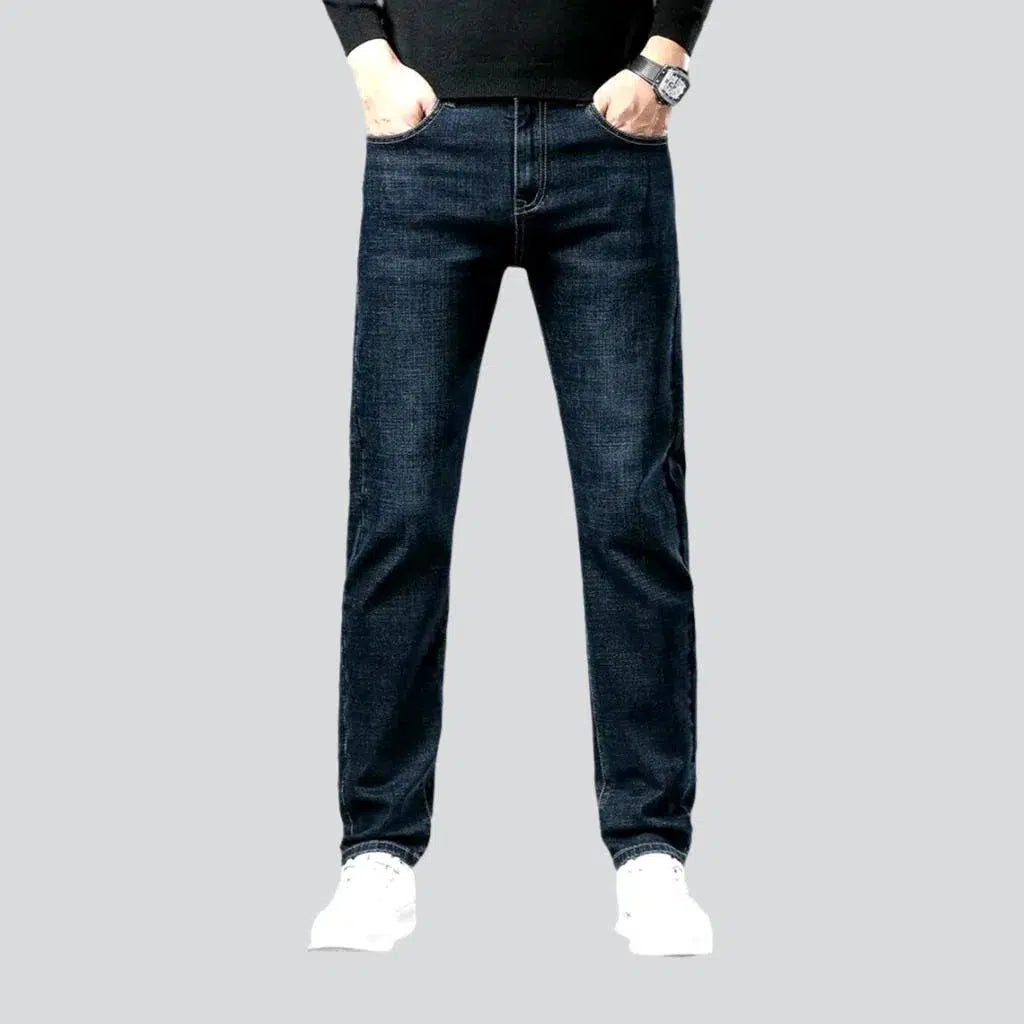 Fall Fashion Dark-wash high-waist jeans
 for men
