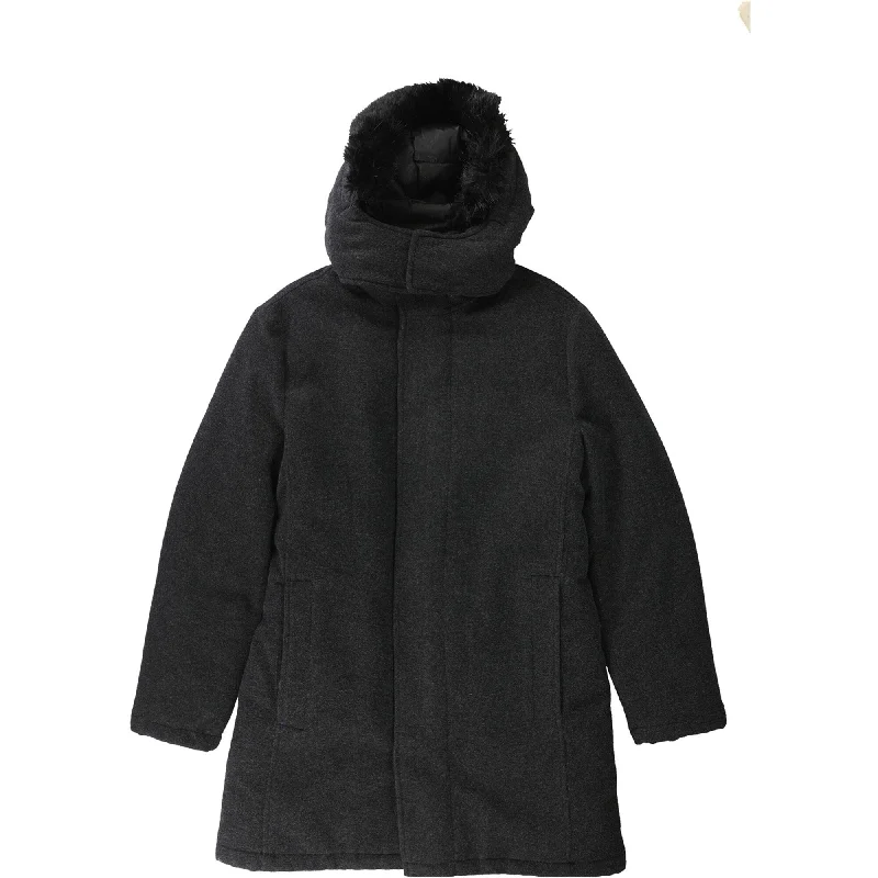 Sleek Tops Alfani Mens Faux-Fur Parka Coat, Black, X-Large