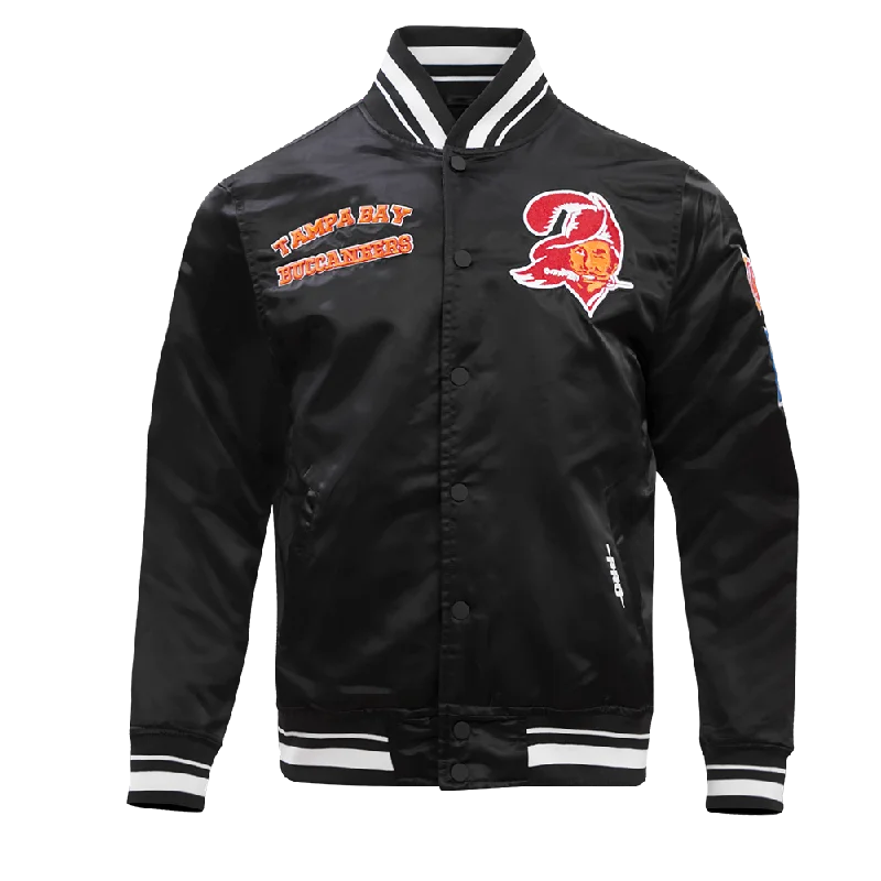 Comfortable Fits NFL TAMPA BAY BUCCANEERS RETRO CLASSIC MEN'S RIB SATIN JACKET (BLACK) Comfortable Fits NFL TAMPA BAY BUCCANEERS RETRO CLASSIC MEN'S RIB SATIN JACKET (BLACK)