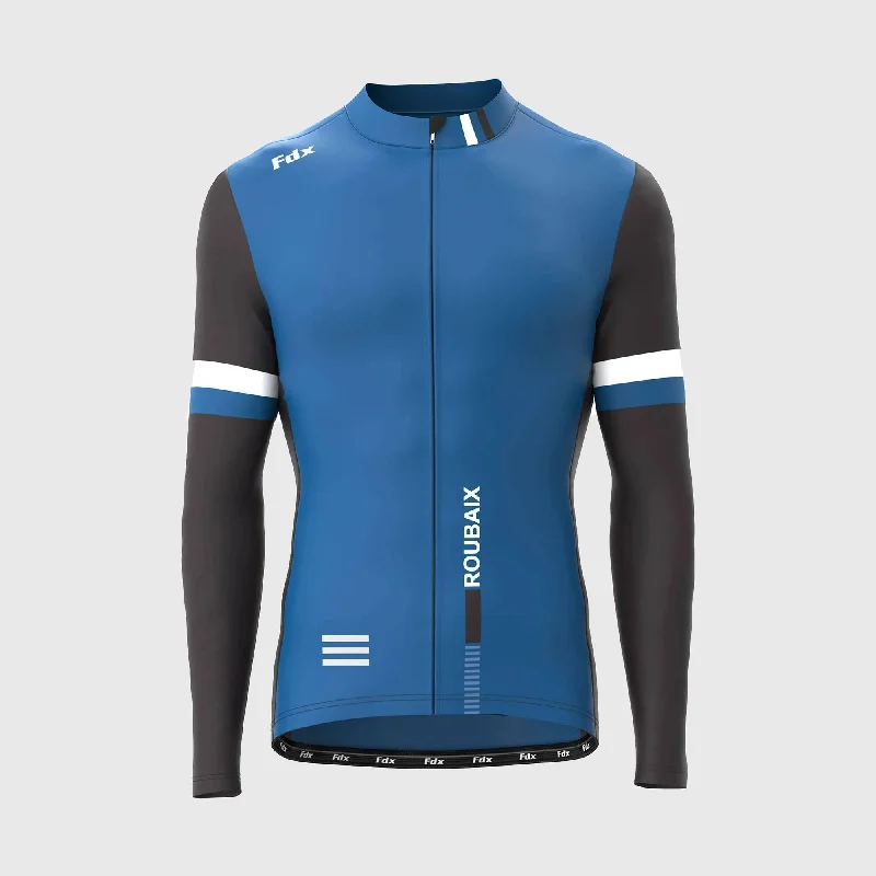 Smart Wear Fdx Limited Edition Men's & Boy's Blue Thermal Roubaix Long Sleeve Cycling Jersey