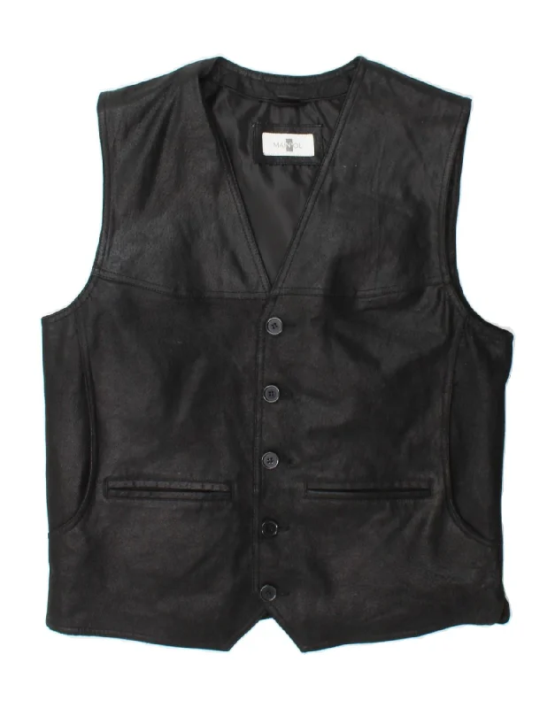 Functional Wear VINTAGE Mens Leather Gilet UK 40 Large Black Leather