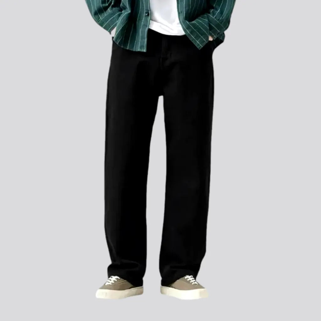 Fashion Tops Monochrome mid rise 90s men's jeans