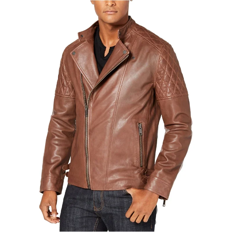 Smart Pants I-N-C Mens Harrison Motorcycle Jacket, Brown, XX-Large