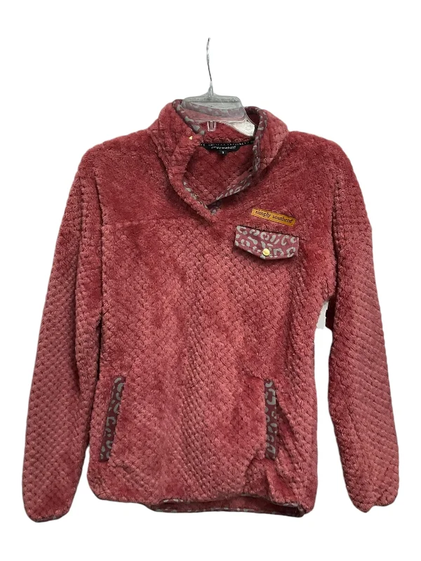 Relaxed Fit Clothing Top Long Sleeve By Simply Southern In Pink, Size: S