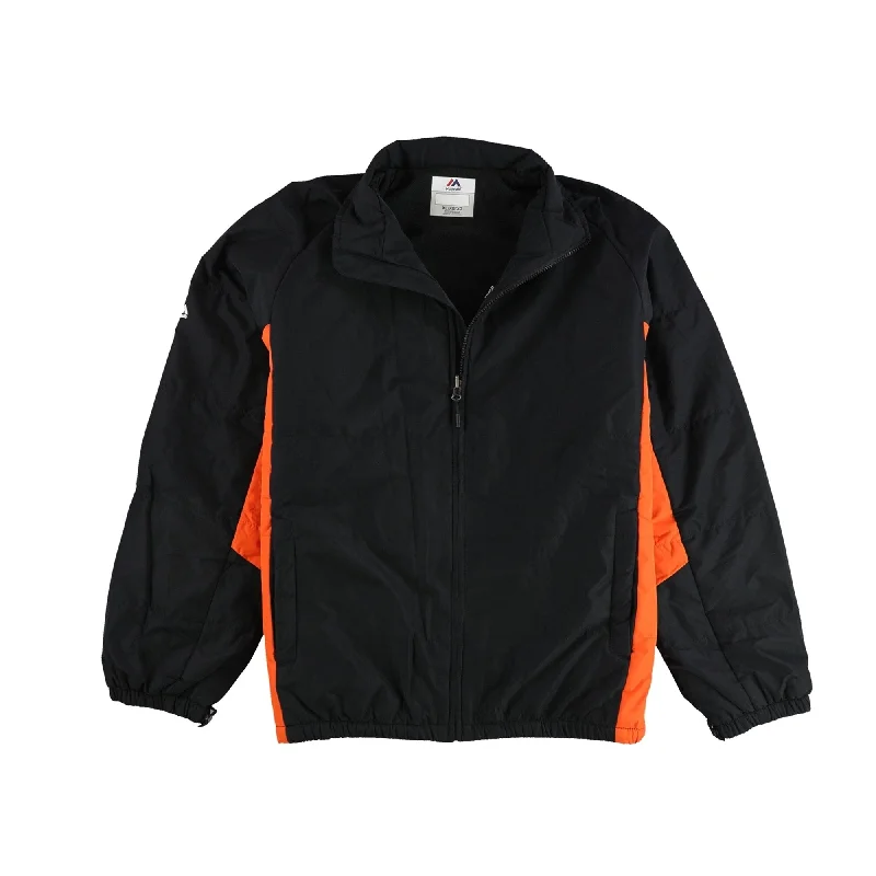 Lightweight Tops Majestic Mens 2-Layer Puffer Jacket, Black, X-Large