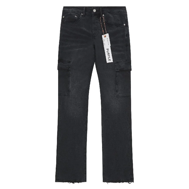 Relaxed T-shirts Black Washed Cargo Flared Denim