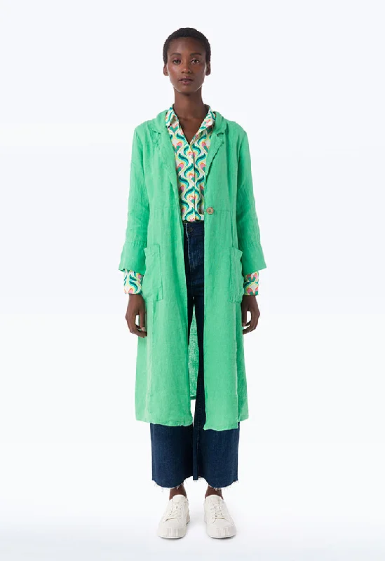 Sporty Designs Textured Solid Single Breast Long Jacket