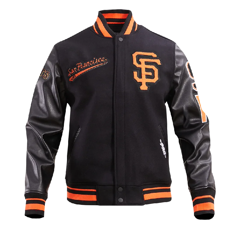 Casual Jackets MLB SAN FRANCISCO GIANTS SCRIPT TAIL MEN'S RIB WOOL VARSITY (BLACK/ORANGE) Casual Jackets MLB SAN FRANCISCO GIANTS SCRIPT TAIL MEN'S RIB WOOL VARSITY (BLACK/ORANGE)