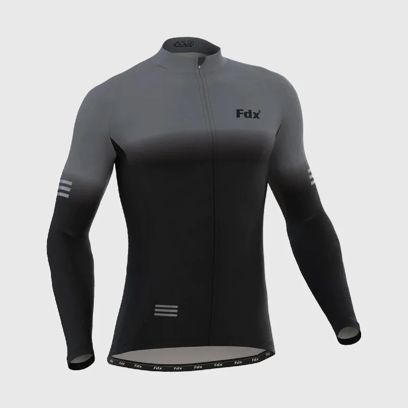 Trendy Sweaters Fdx Duo Men's & Boy's Grey / Black Thermal Roubaix Long Sleeve Cycling Jersey