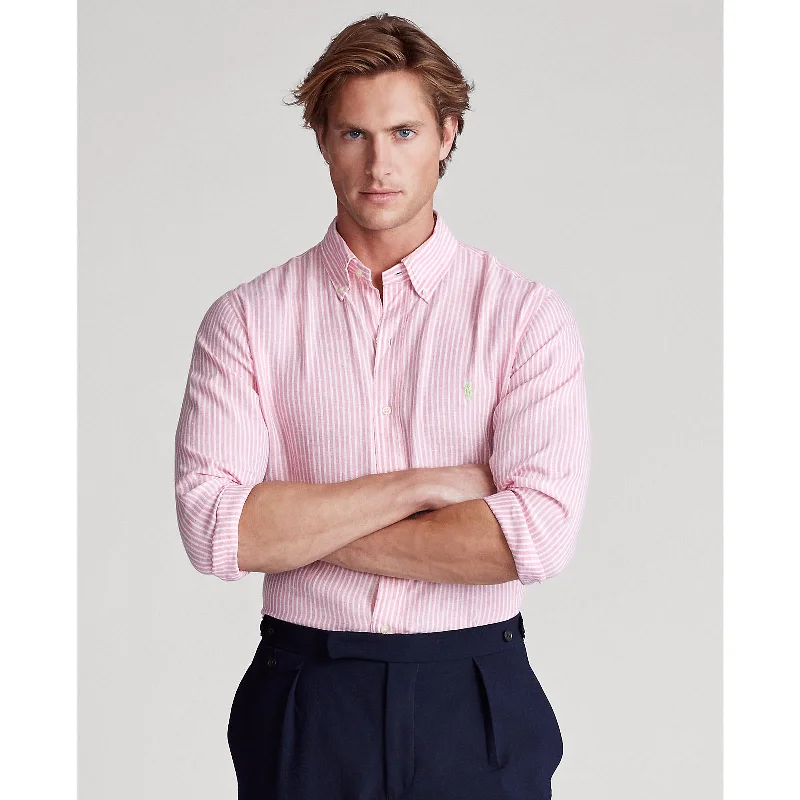 Relaxed Jackets Polo Ralph Lauren - Linen Shirt -  Stripe - Pink & White