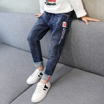 Smart Casual Wear Kids Boys Jeans Baby Clothes Classic Pants Children Denim Clothing Boy Casual Bowboy Long Trousers  5-13Y