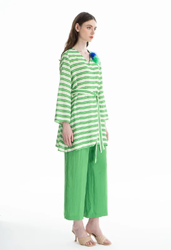 Fashion Jeans Colorful Wide Stripes Outer Jacket