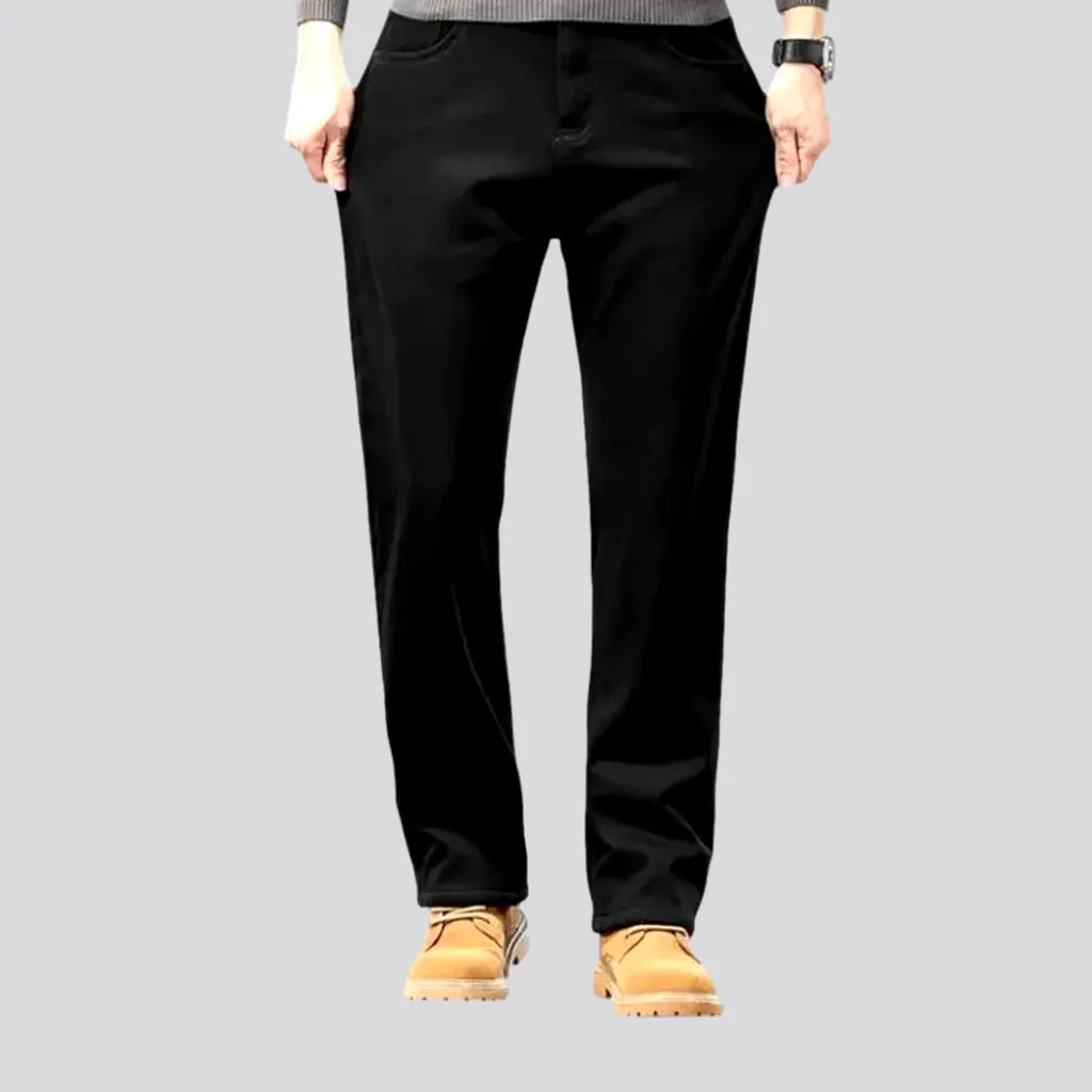 Layered Styles Classic single color mid-rise men's jeans
