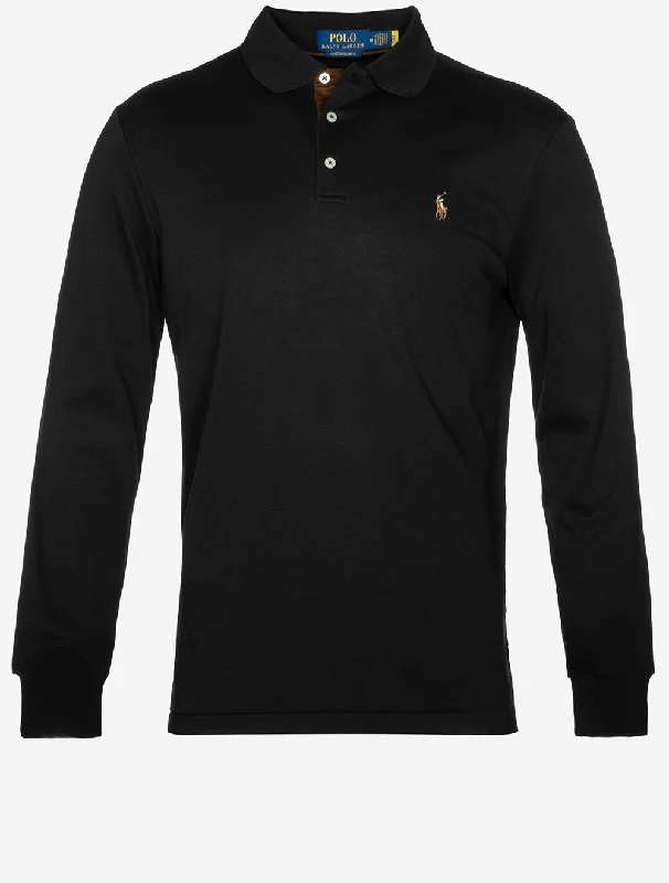 Fashion Jeans Slim Fit Pima Long Sleeve Polo Black