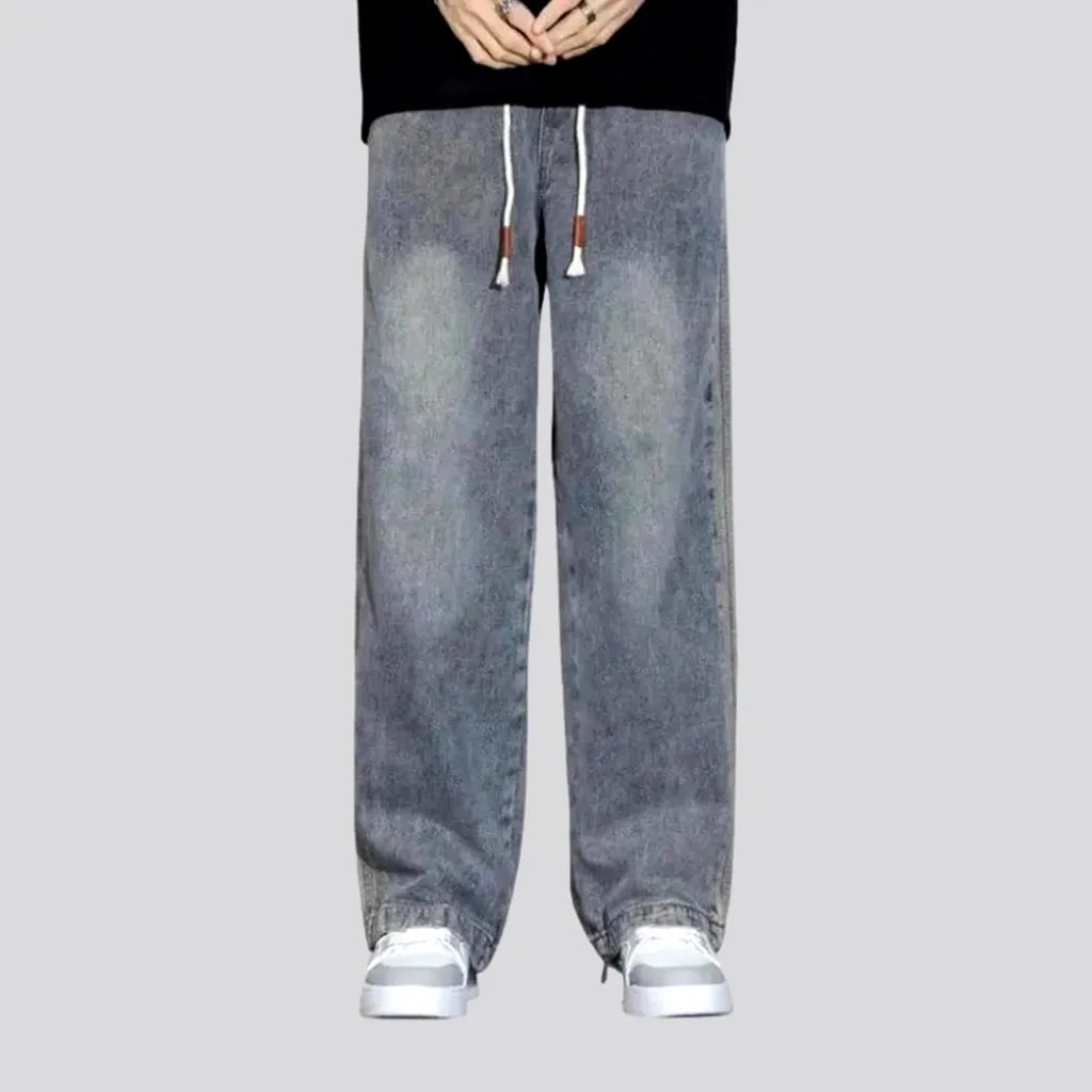 Minimalist Pieces Baggy-leg padded mid-rise men's jeans