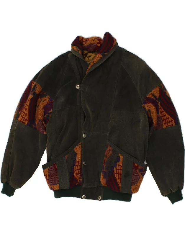 Trendy Apparel VINTAGE Mens Abstract Pattern Bomber Jacket UK 40 Large Green Colourblock Trendy Apparel VINTAGE Mens Abstract Pattern Bomber Jacket UK 40 Large Green Colourblock
