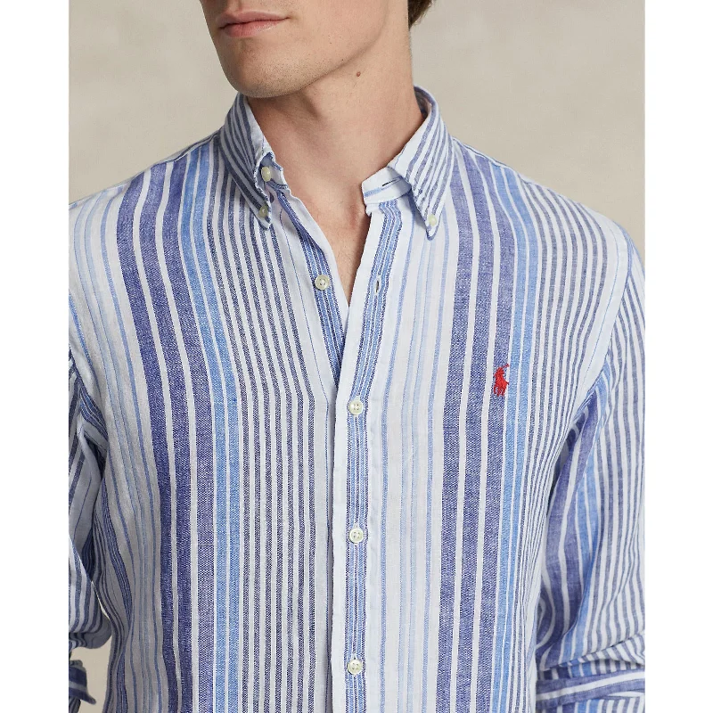 Premium T-shirts Polo Ralph Lauren - Linen Shirt - Stripe - Blue Multi