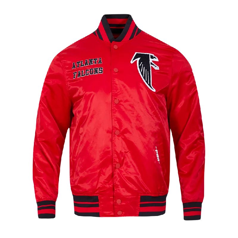 Casual Styles NFL ATLANTA FALCONS RETRO CLASSIC MEN'S RIB SATIN JACKET (RED/BLACK)