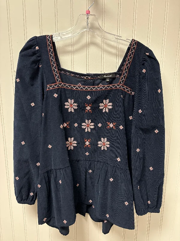 Trendy Sweaters Top Long Sleeve By Madewell In Navy, Size: L