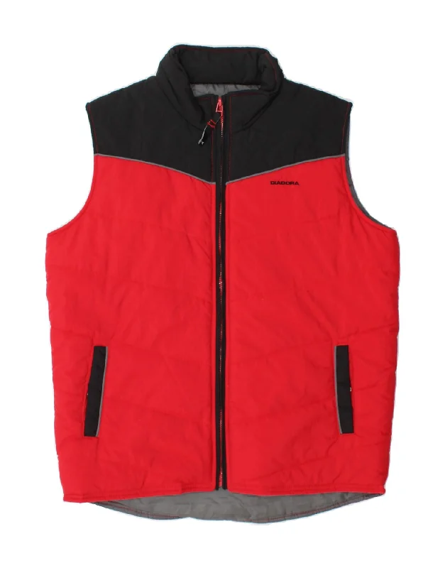 Lightweight Fabrics DIADORA Mens Padded Gilet UK 40 Large Red