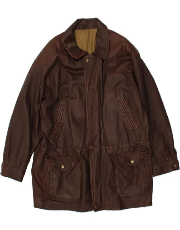 Denim Looks VINTAGE Mens Leather Jacket UK 44 2XL Brown Leather